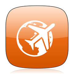 travel orange square web design glossy icon