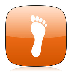 foot orange square web design glossy icon