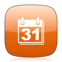 calendar orange square web design glossy icon