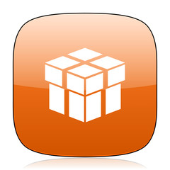 box orange square web design glossy icon