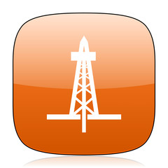 drilling orange square web design glossy icon