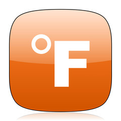 fahrenheit orange square web design glossy icon