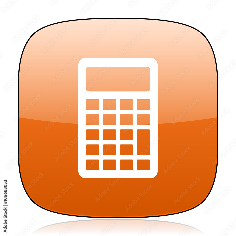 Poster calculator orange square web design glossy icon
