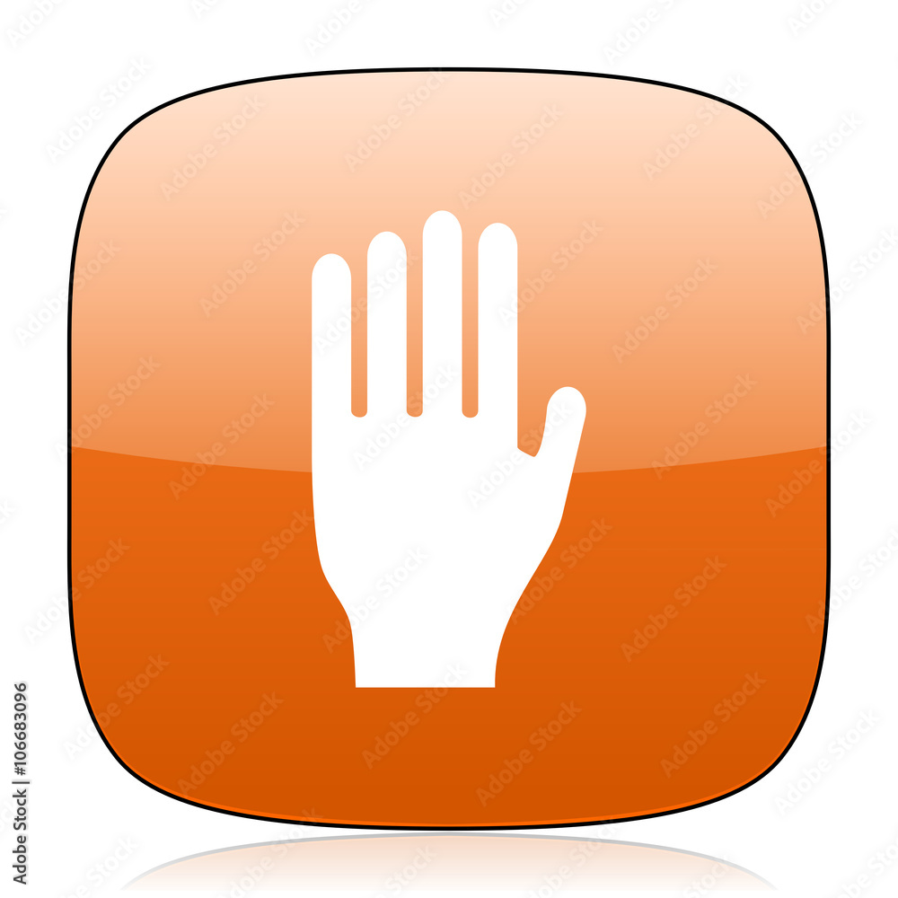 Aufkleber stop orange square web design glossy icon