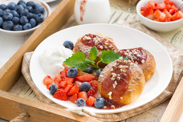 cottage cheese pancakes with fresh berries and cream