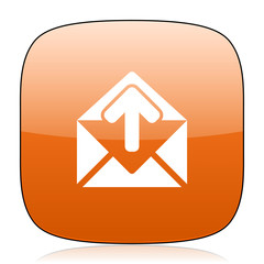 email orange square web design glossy icon