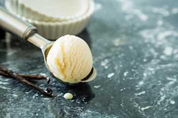 Vanilla ice cream in scoop