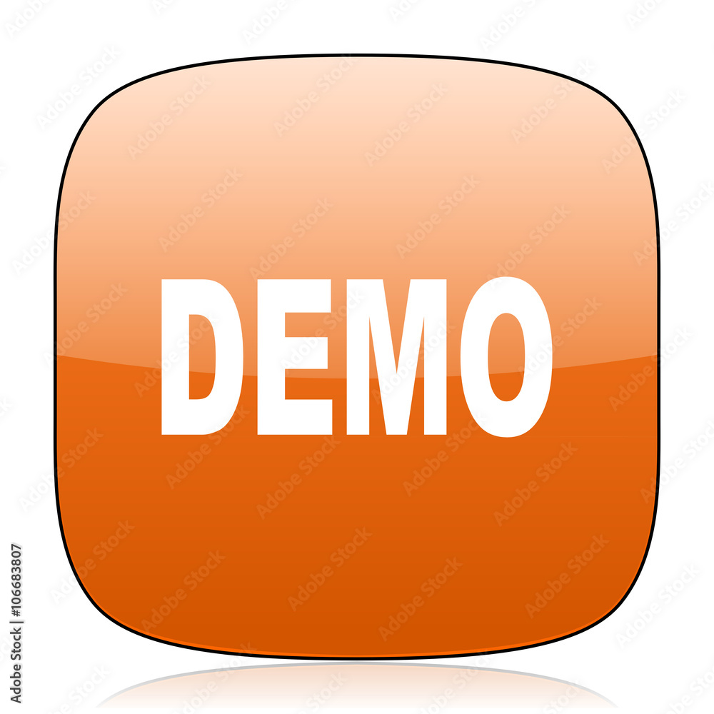 Poster demo orange square web design glossy icon