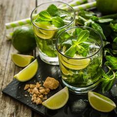 Mojito cocktail and ingredients