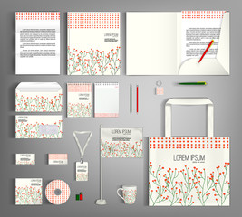 Corporate Identity set with floral pattern.