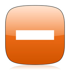 minus orange square web design glossy icon
