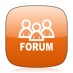 forum orange square web design glossy icon
