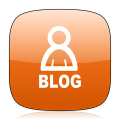 blog orange square web design glossy icon