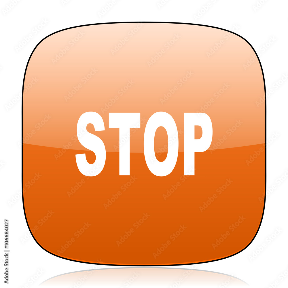 Poster stop orange square web design glossy icon
