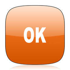 ok orange square web design glossy icon