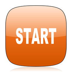 start orange square web design glossy icon