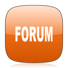 forum orange square web design glossy icon