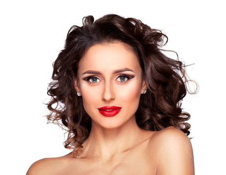 Sensual young girl with professional makeup and hairstyle