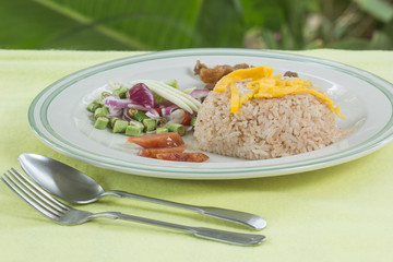 Fired Rice with shrimp paste on the plate