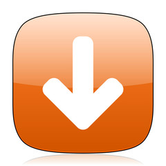 download arrow orange square web design glossy icon