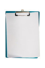Isolated blank white paper and clipboard