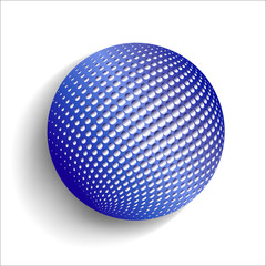 3D illustration bright colored sphere with Halftone-Effect. Isolated object for design on a white background with soft shadow