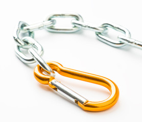 Obraz premium Steel chain and clamp gold metallic security