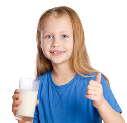 Girl with a glass of milk