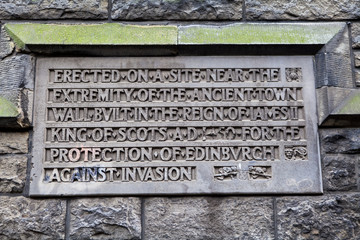 Kings Wall Plaque in Edinburgh, Scotland.