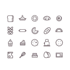 Bakery icon set vector. line icons.
