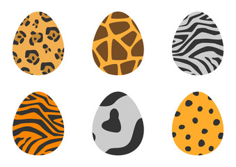 illustration of animal patterns easter eggs set