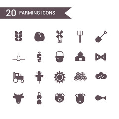 farm icon set vector.Silhouette icons.
