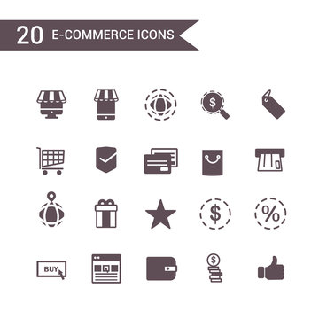 e commerce icon set vector. Silhouette icons.