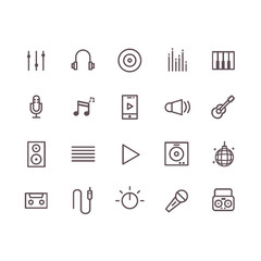 music icon set vector.line vector.