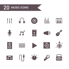 music icon set vector. Silhouette icons.