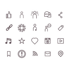 social icon set vector.line icons.