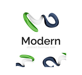 Vector abstract ribbon logo with business card identity design