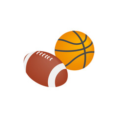 Basketball ball and rugby ball icon