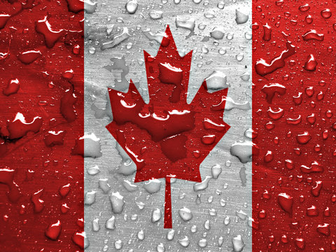 Flag Of Canada With Rain Drops