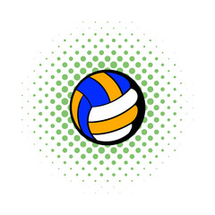 Volleyball ball icon, comics style 