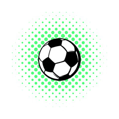 Soccer ball icon, comics style 