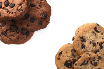 Cookies with chocolate chip isolated on white background.