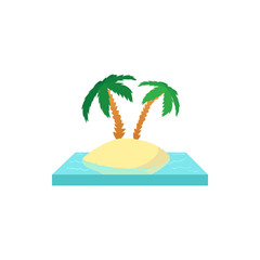 Palms on the island icon, cartoon style