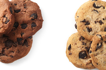 Cookies with chocolate chip isolated on white background.