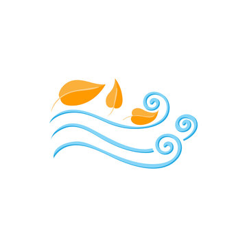 Leaves Spinning In The Wind Icon, Cartoon Style