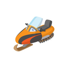Snowmobile icon, cartoon style 