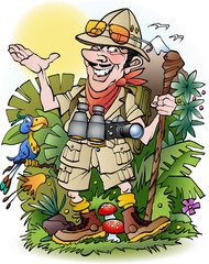 Adventure travelers man cartoon illustration drawing