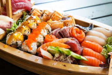 sushi set at restaurant