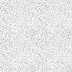 Seamless pattern on light gray background. Elegant, embossed effect texture vector design. Simple to edit, without gradient, three colors.