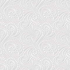 Seamless pattern on light gray background. Elegant, embossed effect texture vector design. Simple to edit, without gradient, three colors.